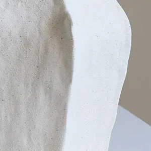 Designer Hand-Pinched Angular White Ceramic Vase, Small or in ivory — in a room setting