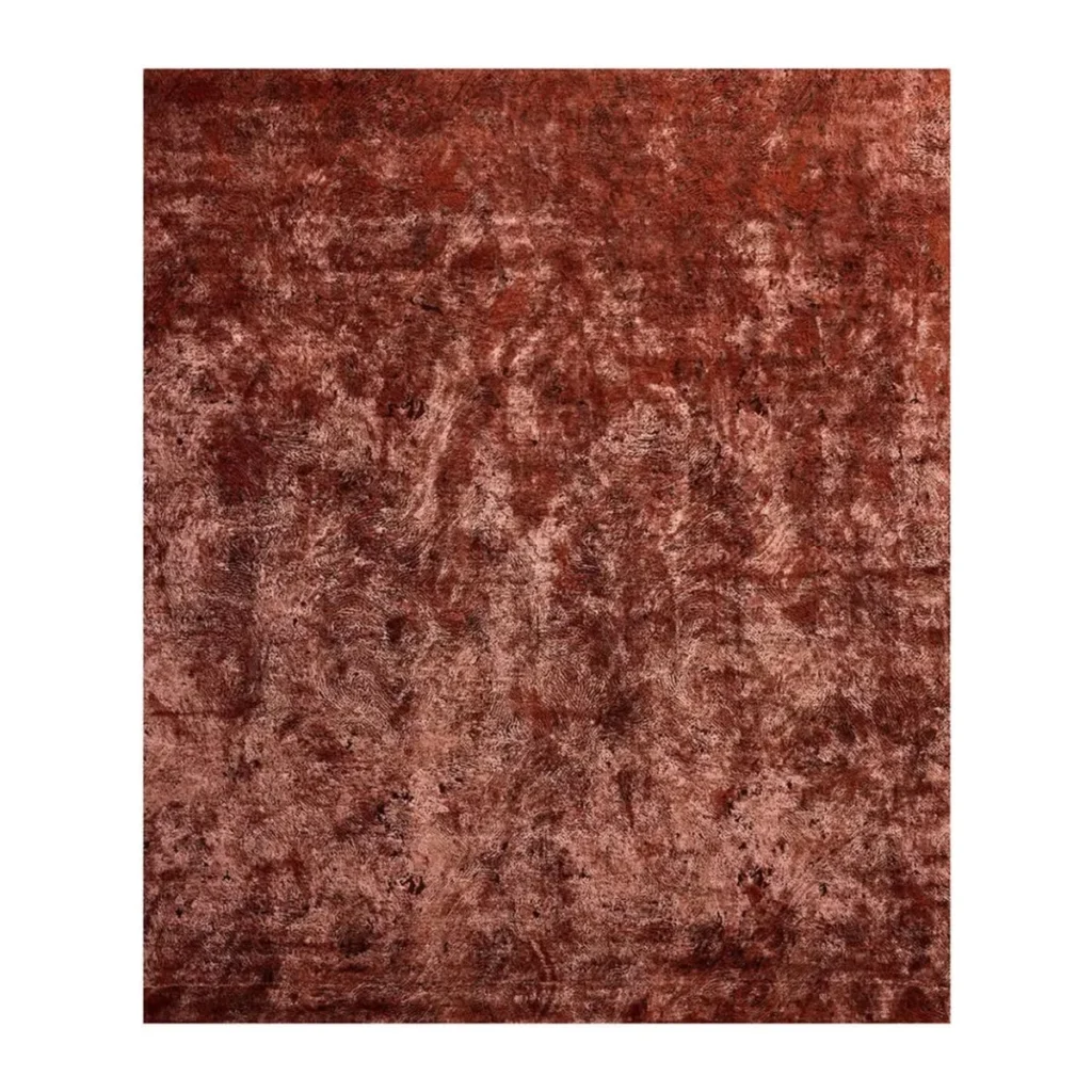 Hand-Textured Wool Rug in Rust Red — front view