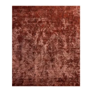 Hand-Textured Wool Rug in Rust Red — front view