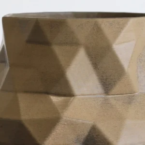 Faceted Origami Ceramic Vase in Silver-Grey, Small or Large — in a room setting