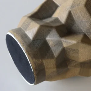 Faceted Origami Ceramic Vase in Silver-Grey, Small or Large — in a room setting