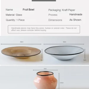 Designer Hand-Made Glass Fruit Bowl in slate — dimensions