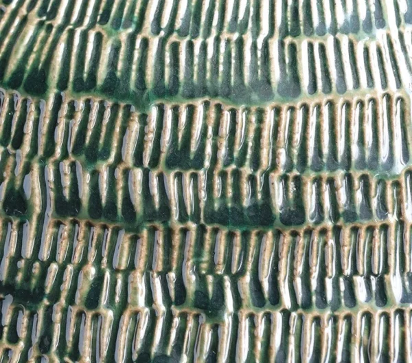 Designer Textured Round-Belly Vases in olive — in a room setting