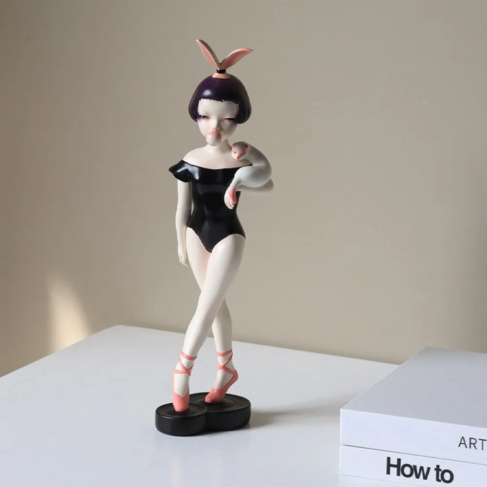 Hard Candy Black Swan Ballerina Sculpture, Gift Boxed in black — front view
