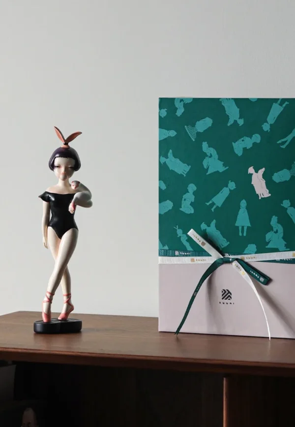 Hard Candy Black Swan Ballerina Sculpture, Gift Boxed in black — in a room setting