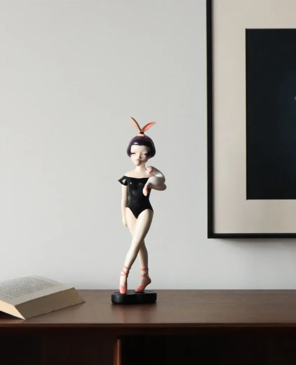 Hard Candy Black Swan Ballerina Sculpture, Gift Boxed in black — in a room setting