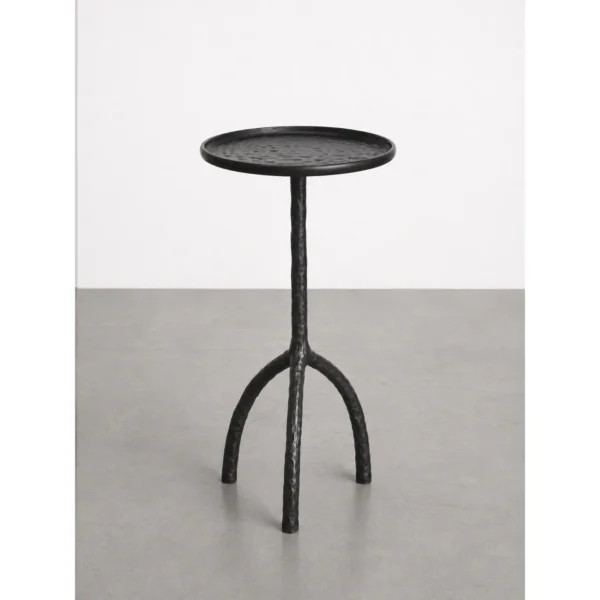 Charred Black Oak Saddle Stool in black — in a room setting
