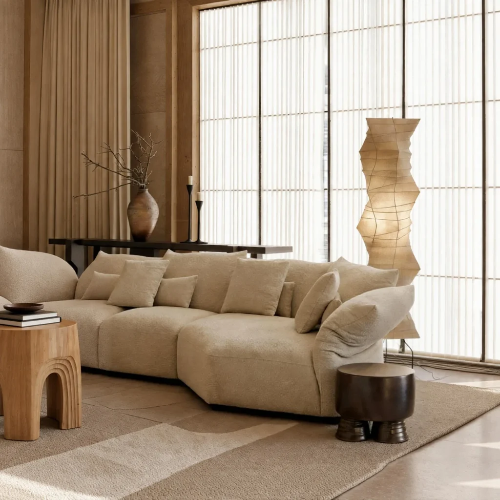 Couture Petal Modular Sofa in oatmeal — front view