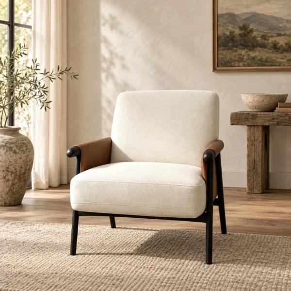 Havise Two-Tone Lounge Chair in oatmeal — in a room setting