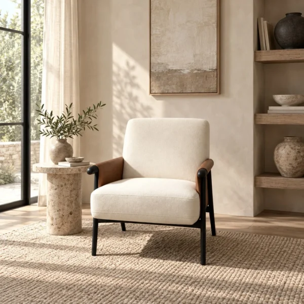 Havise Two-Tone Lounge Chair in oatmeal — in a room setting