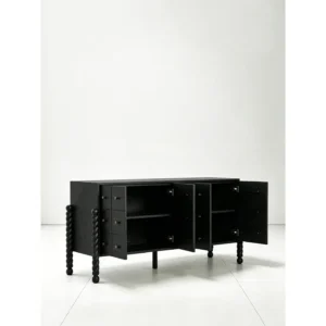Hawser Black Oak Multi-Drawer Sideboard in black — in a room setting