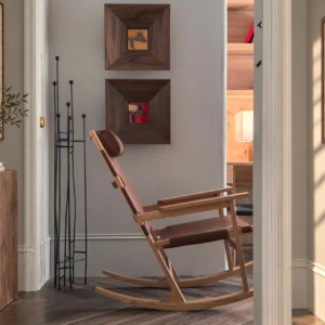 Healing Rocking Chair in solid oak — front view