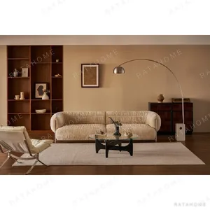 Honey Ruched Sofa in Caramel Chenille on Polished Steel — in a room setting
