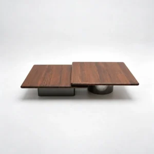 Horizon Walnut Nesting Coffee Table Pair on Steel Bases in walnut — front view