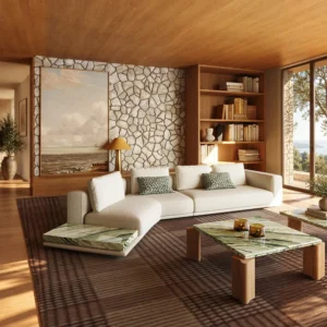 Horizon Sofa in marble — front view
