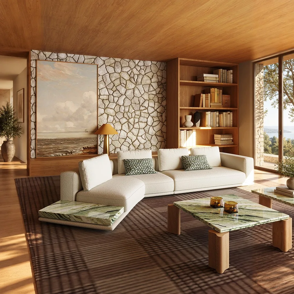 Horizon Sofa in marble — front view