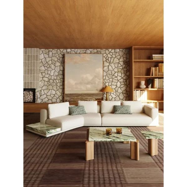 Horizon Italian Corner Sofa in oatmeal — in a room setting
