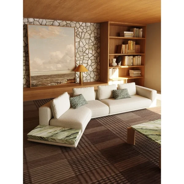 Horizon Italian Corner Sofa in oatmeal — in a room setting