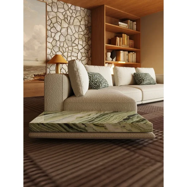 Horizon Italian Corner Sofa in oatmeal — in a room setting