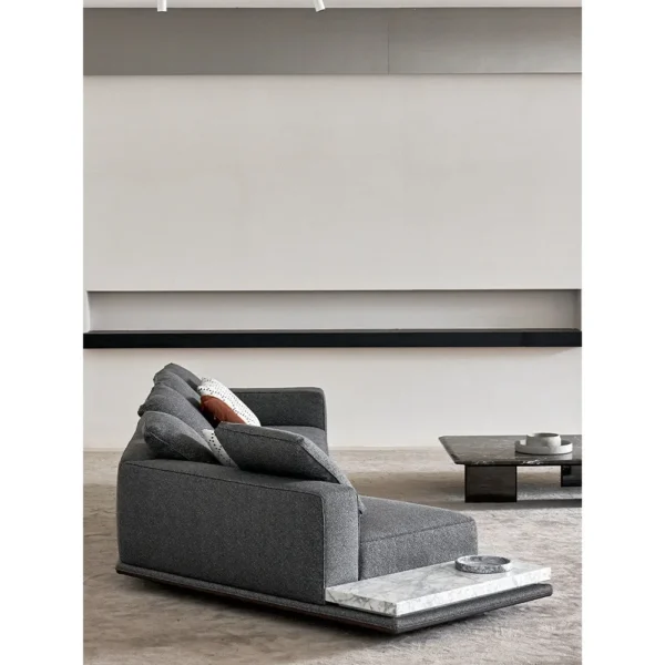 Skyline Sofa in Charcoal Fabric and Leather with Structure — in a room setting