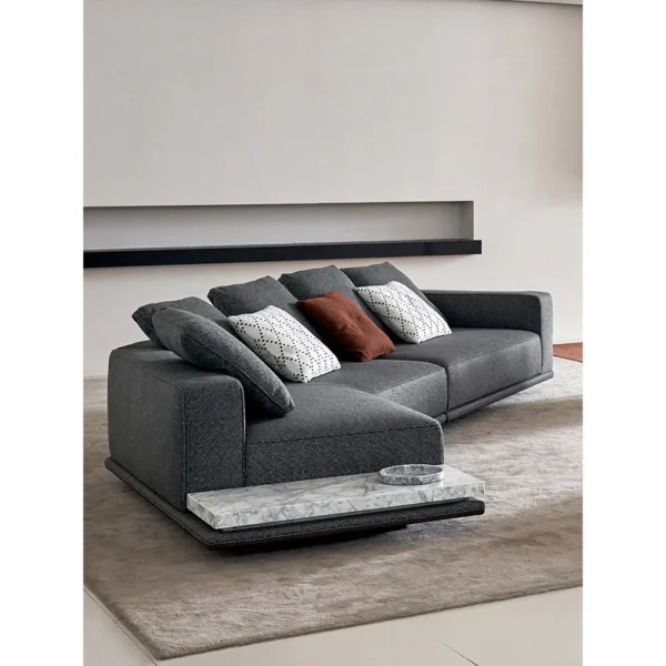 Skyline Sofa in Charcoal Fabric and Leather with Structure — in a room setting