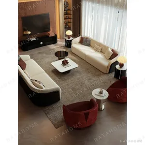 Ruiti Deep Red Two-Tone Swivel Accent Chair in red — in a room setting