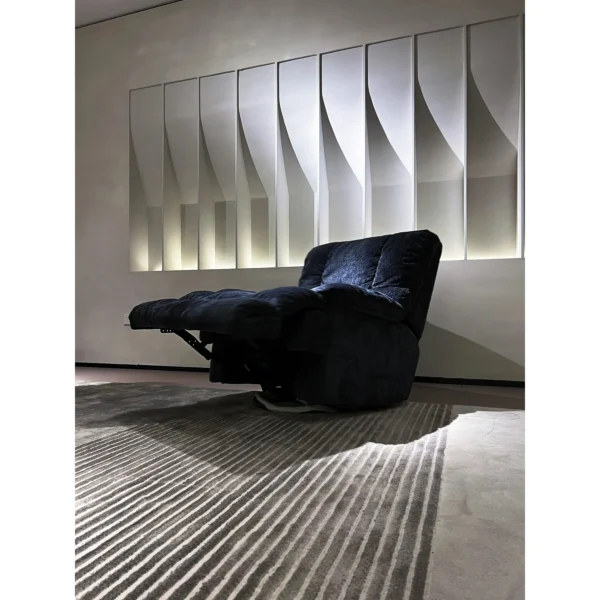 Human Kennel Lazy Lounge Chair in Navy Crushed Velvet — in a room setting