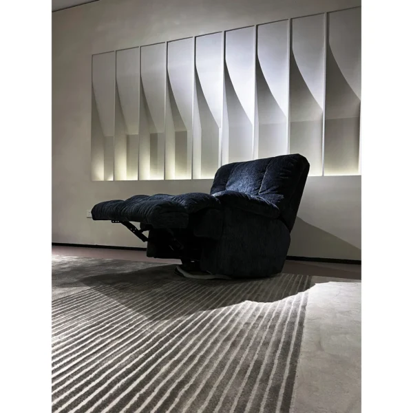 Human Kennel Lazy Lounge Chair in Navy Crushed Velvet — in a room setting