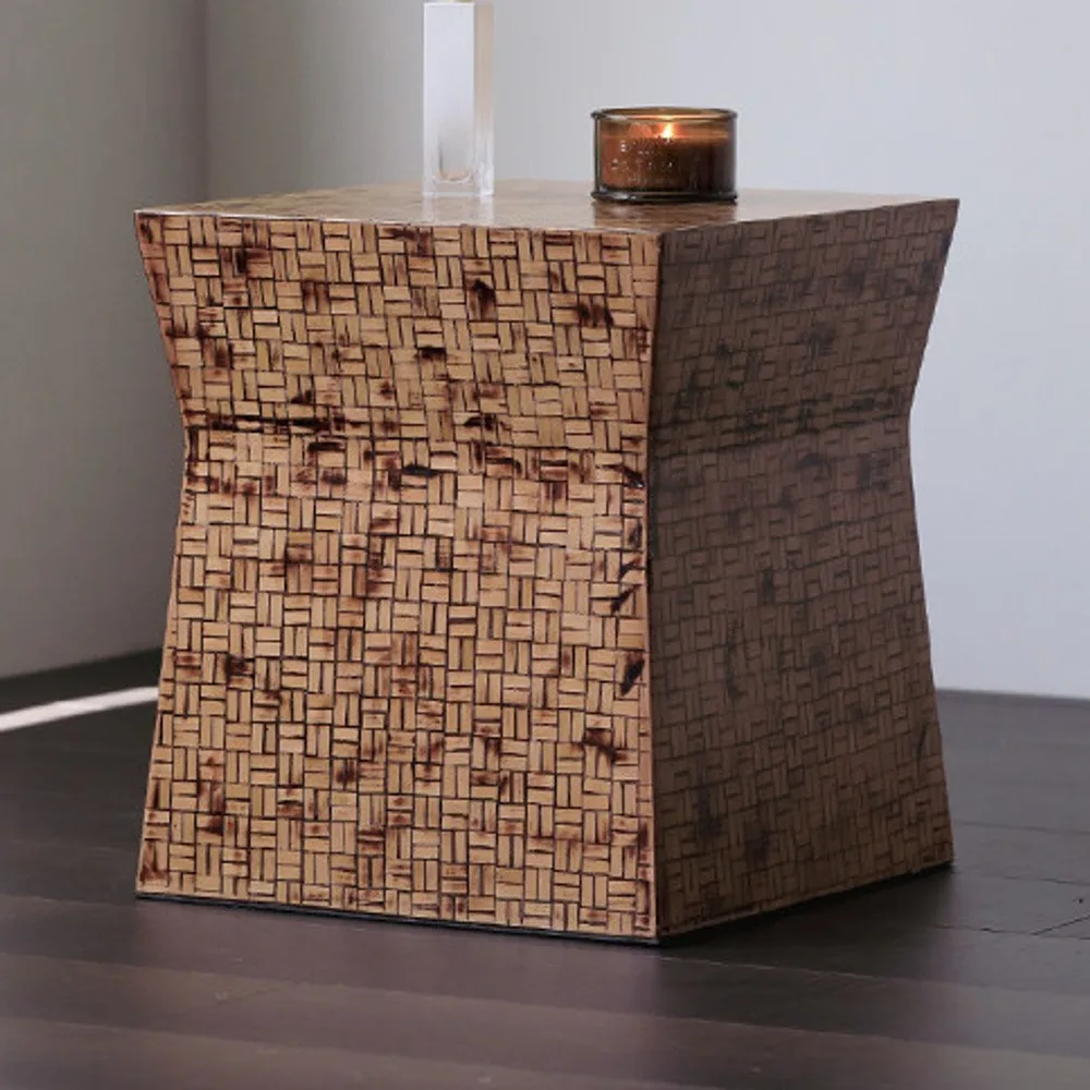 Bamboo Craft Waisted Side Table in Coffee Brown — front view