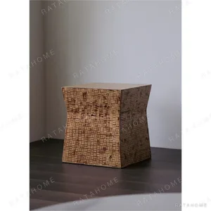 Bamboo Craft Waisted Side Table in Coffee Brown — in a room setting