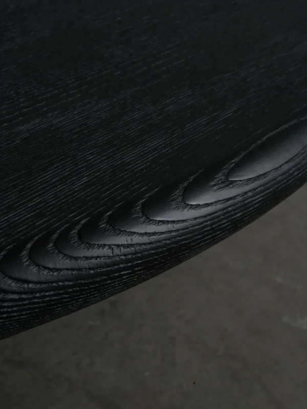 Ink Black Ash Round Coffee Table with Inset Discs, 100 cm in black — detail