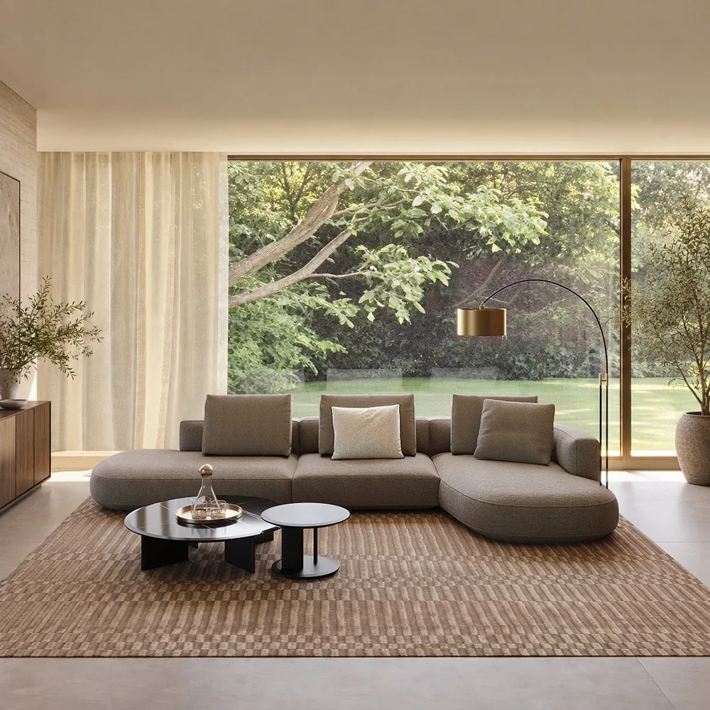 Irregular Corner Fabric Sofa in performance fabric — front view