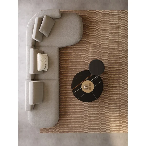 Irregular Corner Sofa in clay — in a room setting