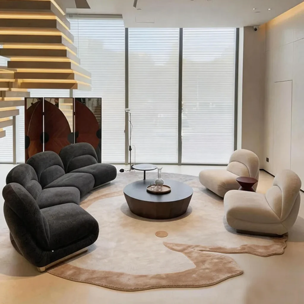 Irregular Organic Rug in Cream and Sand — front view