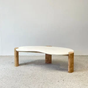 Irregular White Travertine Coffee Table in oatmeal — front view