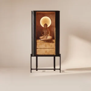 Italian Burl Wood Tall Sideboard in solid wood — front view