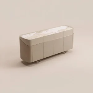 Italian Curved Stone Sideboard in natural stone — front view
