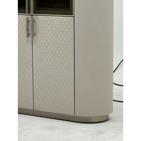 Leather Display Cabinet in sand — in a room setting