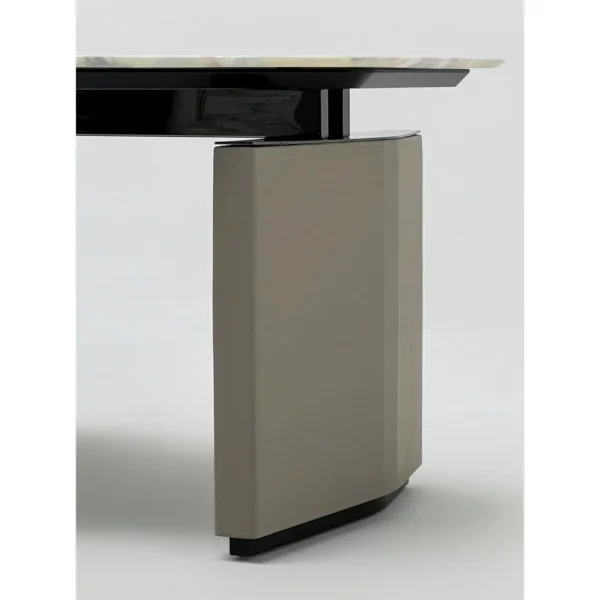 Irregular Stone-Top Executive Desk with Leather Pedestals in ivory — in a room setting