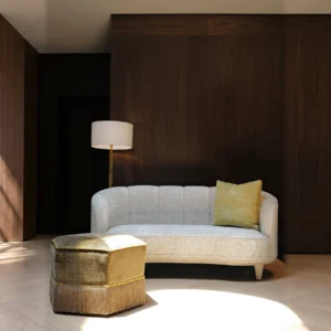 Italian Jacquard Curved Lounge Sofa in performance fabric — front view