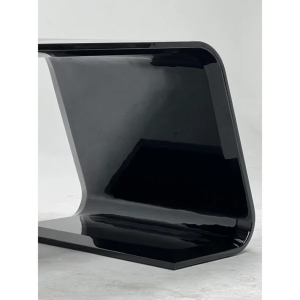 High-Gloss Lacquered Curved Executive Desk in clay — in a room setting