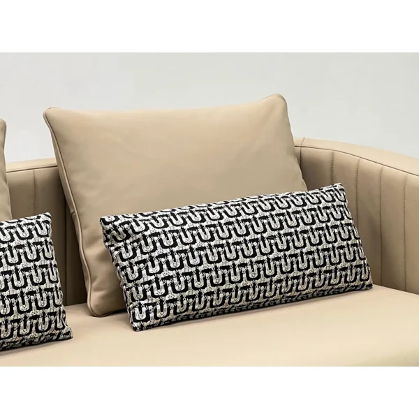 Italian Luxury Sofa in Apricot Leather with Crystal Arms — in a room setting