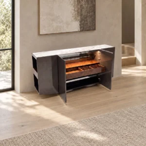 Dark Grey Gloss Sideboard in slate — in a room setting
