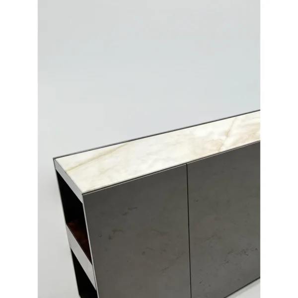 Dark Grey Gloss Sideboard in slate — in a room setting