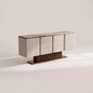 Italian Stone Vertical Stripe Sideboard in natural stone — front view