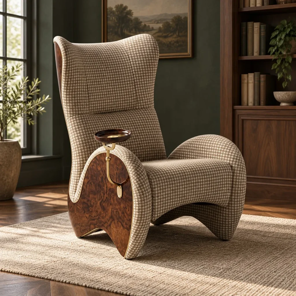 Italian Cigar Lounge Chair in clay — front view