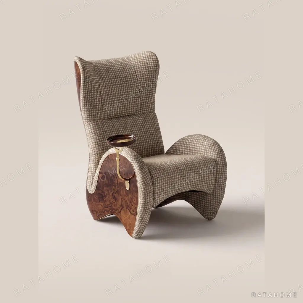 Italian Cigar Lounge Chair in clay — in a room setting