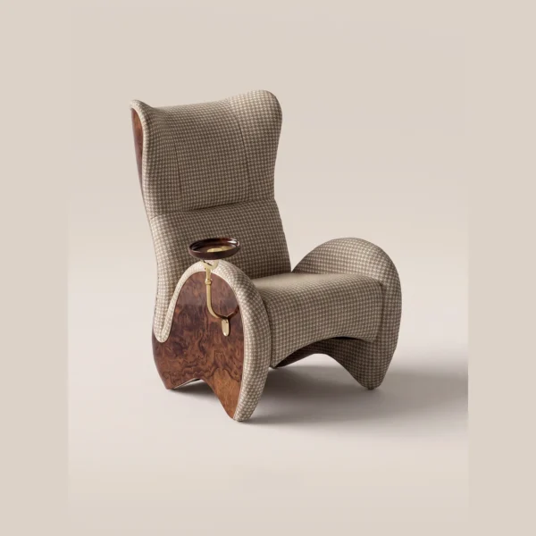 Italian Cigar Lounge Chair in clay — in a room setting
