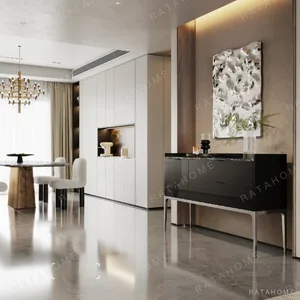 Italian Minimalist Entryway Cabinet in Black Gloss, 150 cm — in a room setting