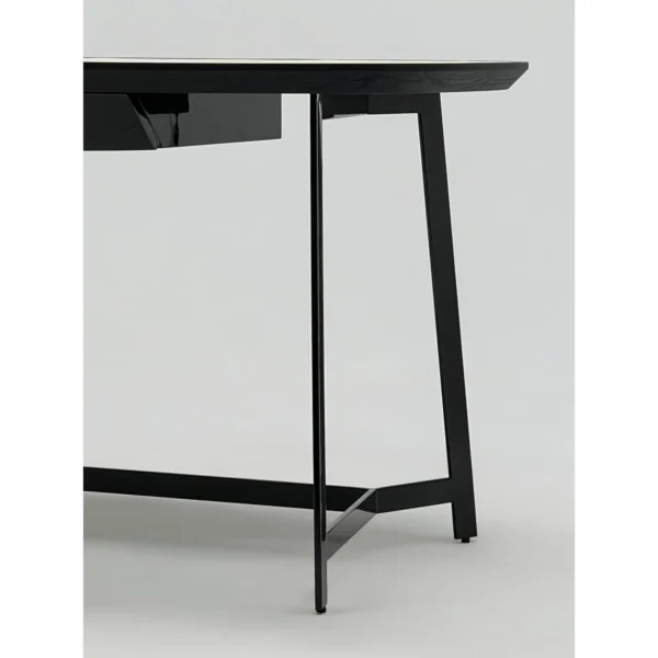 Cream Leather-Top Writing Desk in oatmeal — in a room setting